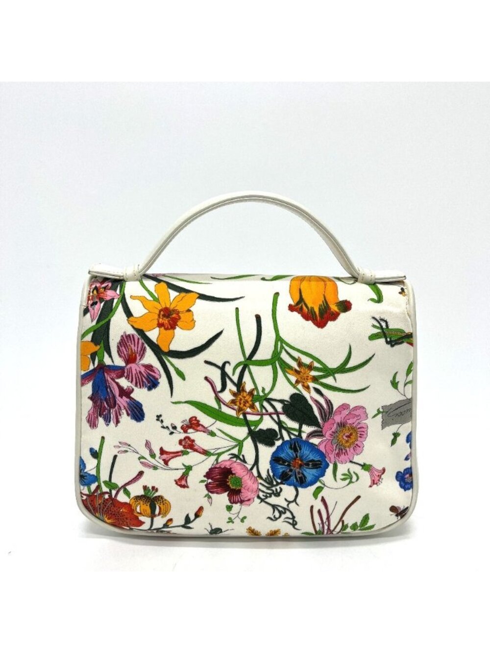 Gucci Handbag Flora Canvas Leather White Multi - Picture 2 of 9
